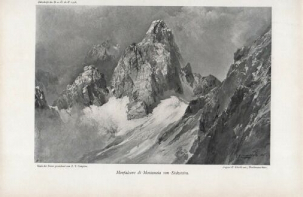 1908 - alter Druck - Montfalcone di Montanaia von Südwesten